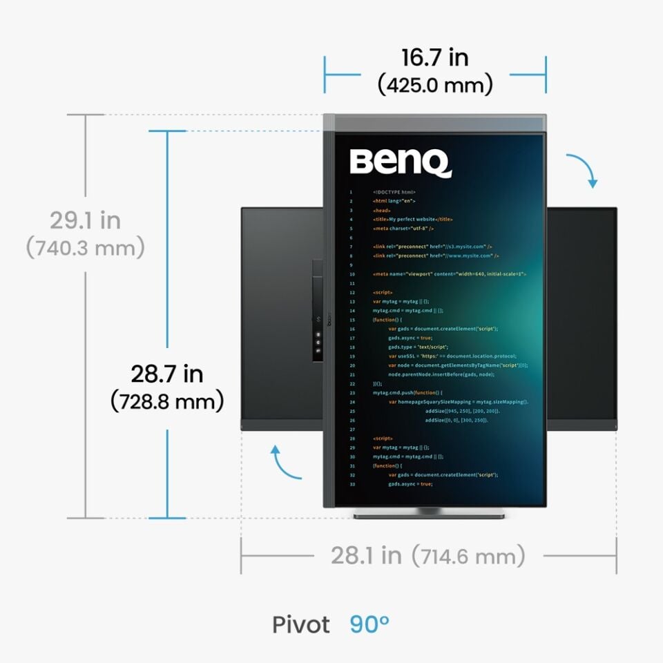 BenQ RD320U 31,5\'\' IPS 4K Daisy Chain Pivot PIP/PBP DualView Programlama Monitörü